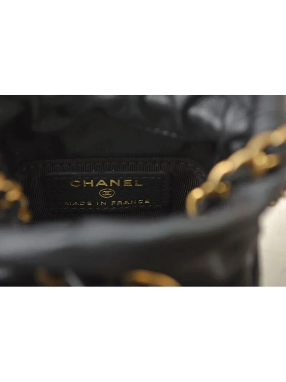 Chanel Chain Shoulder Bag Mini Cube Quilted Lambskin Black Gold